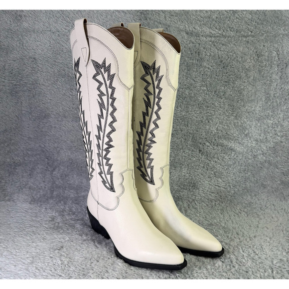 Marc Fisher Ltd. Roselle Western Boot Size 6.5 Women's White Leather MSRP $329 - Picture 2 of 11